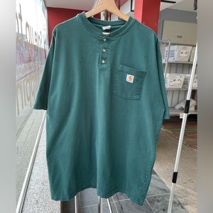 Vintage 90s Y2K Carhartt Henley Workwear Tee Size L Fits XL-XXL.
